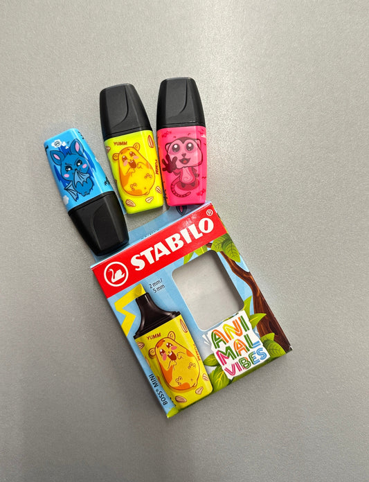 Evidenziatore BOSS MINI ANIMAL VIBES – Set 3 Colori STABILO