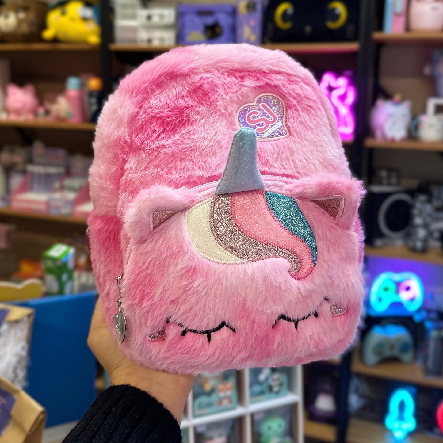 Zaino peluche a forma di Unicorno rosa SJ Gang