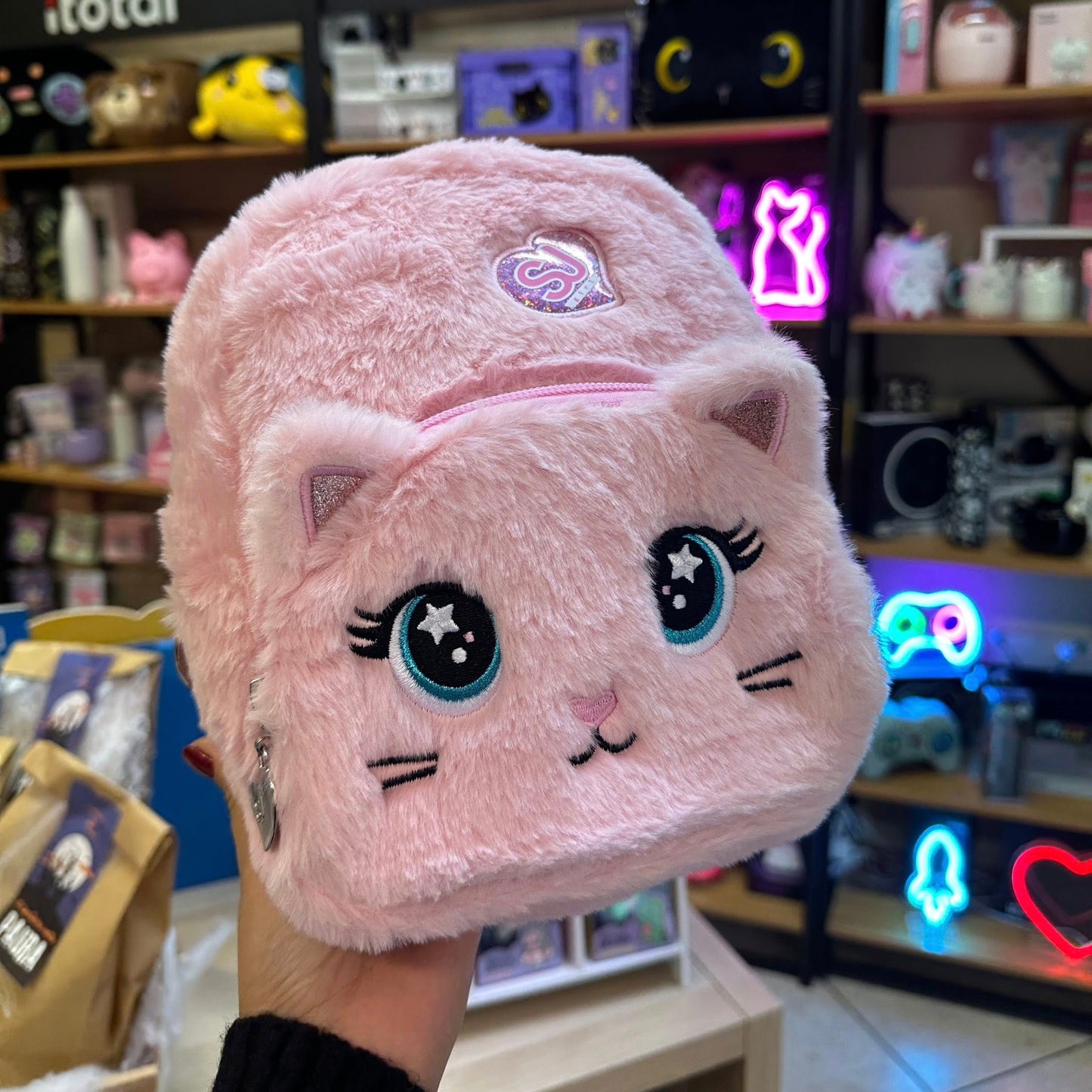 Zaino peluche a forma di Gatto rosa SJ Gang