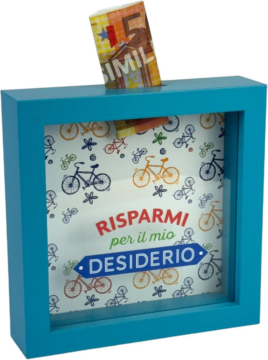Salvadanaio Quadretto – “Risparmi per il Mio Desiderio” 🚲💙