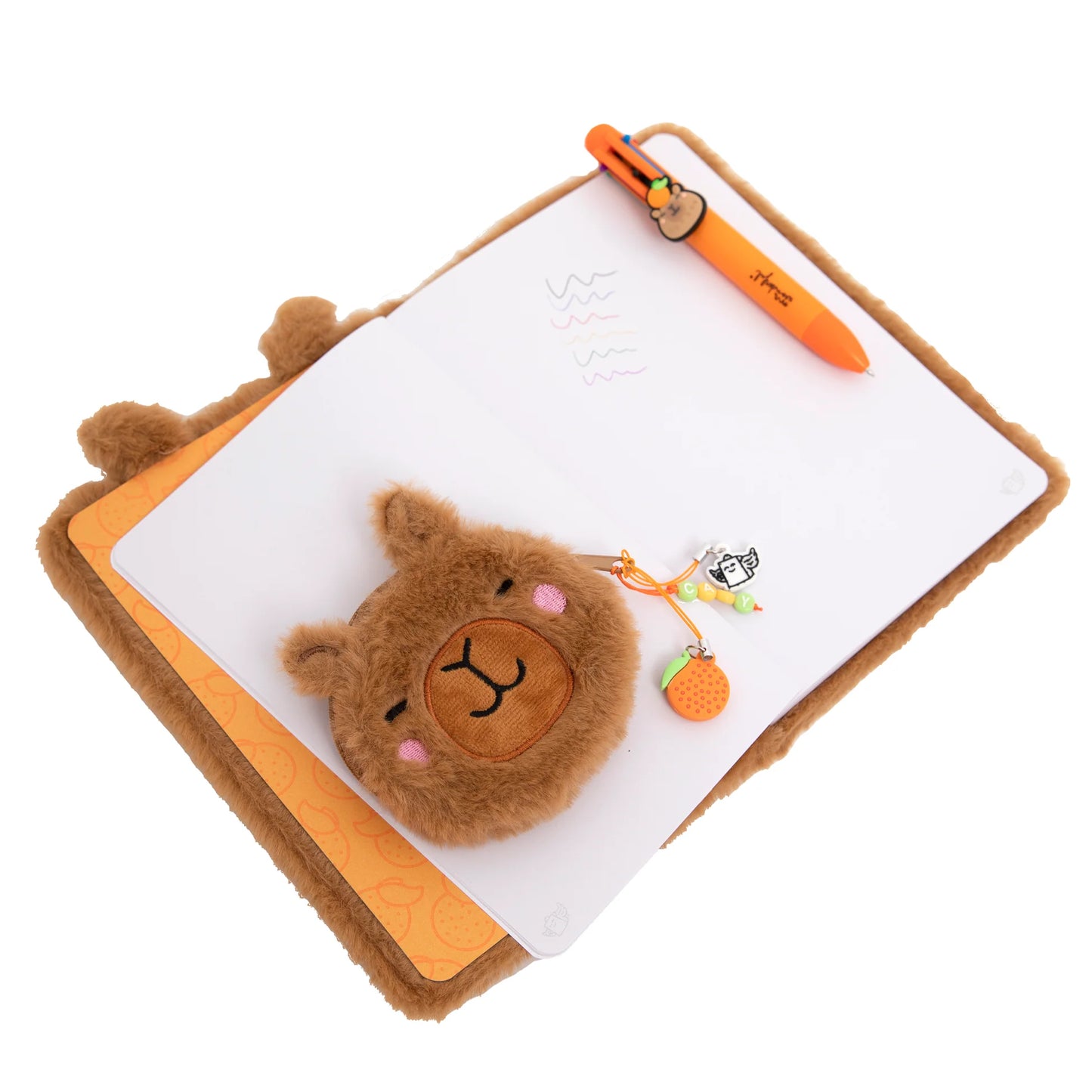 Set con quaderno A5 + portamonete + penna cancellabile - Capibara