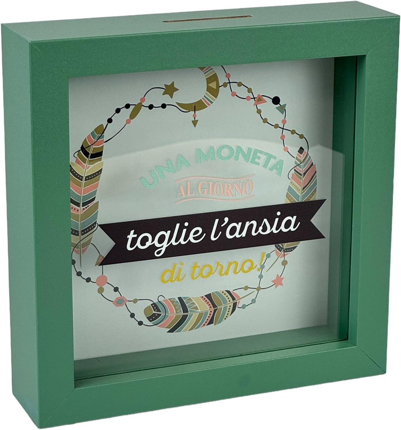 Salvadanaio Quadretto – “Una Moneta al Giorno Toglie l’Ansia di Torno” 💸🌿