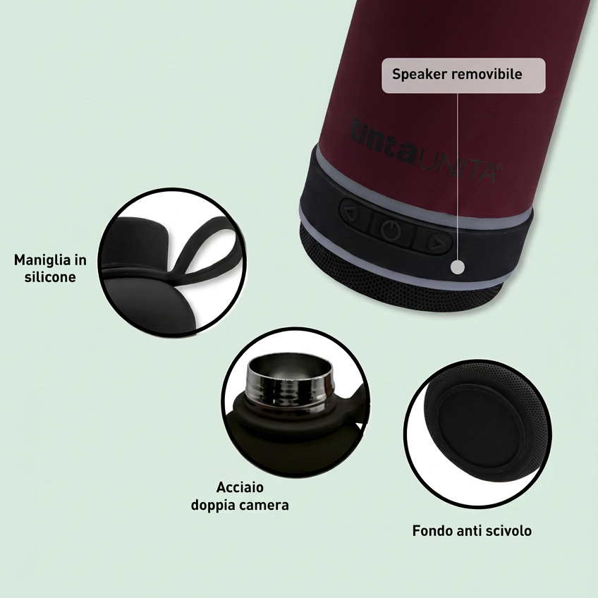 Borraccia Termica con Speaker Bluetooth Integrato HydroBeat 500ml - tintaUNITA