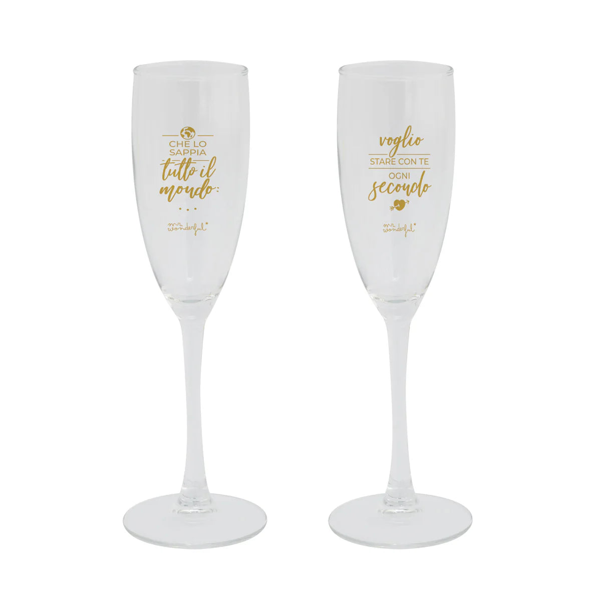 Set di 2 flute - Che lo sappia tutto il mondo: voglio stare con te ogni secondo