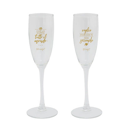 Set di 2 flute - Che lo sappia tutto il mondo: voglio stare con te ogni secondo