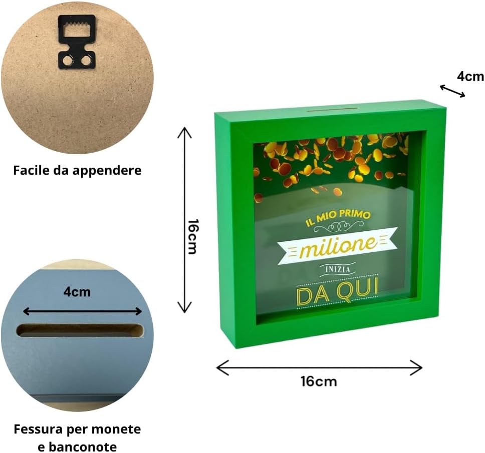 Salvadanaio Quadretto – “Il mio primo milione inizia da qui” 💚💰