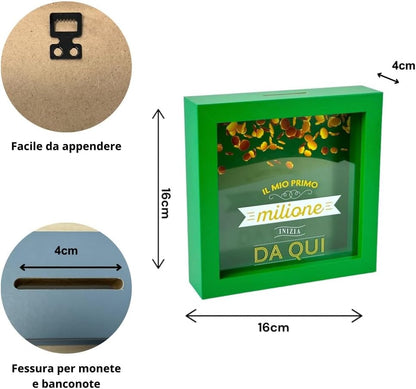 Salvadanaio Quadretto – “Il mio primo milione inizia da qui” 💚💰