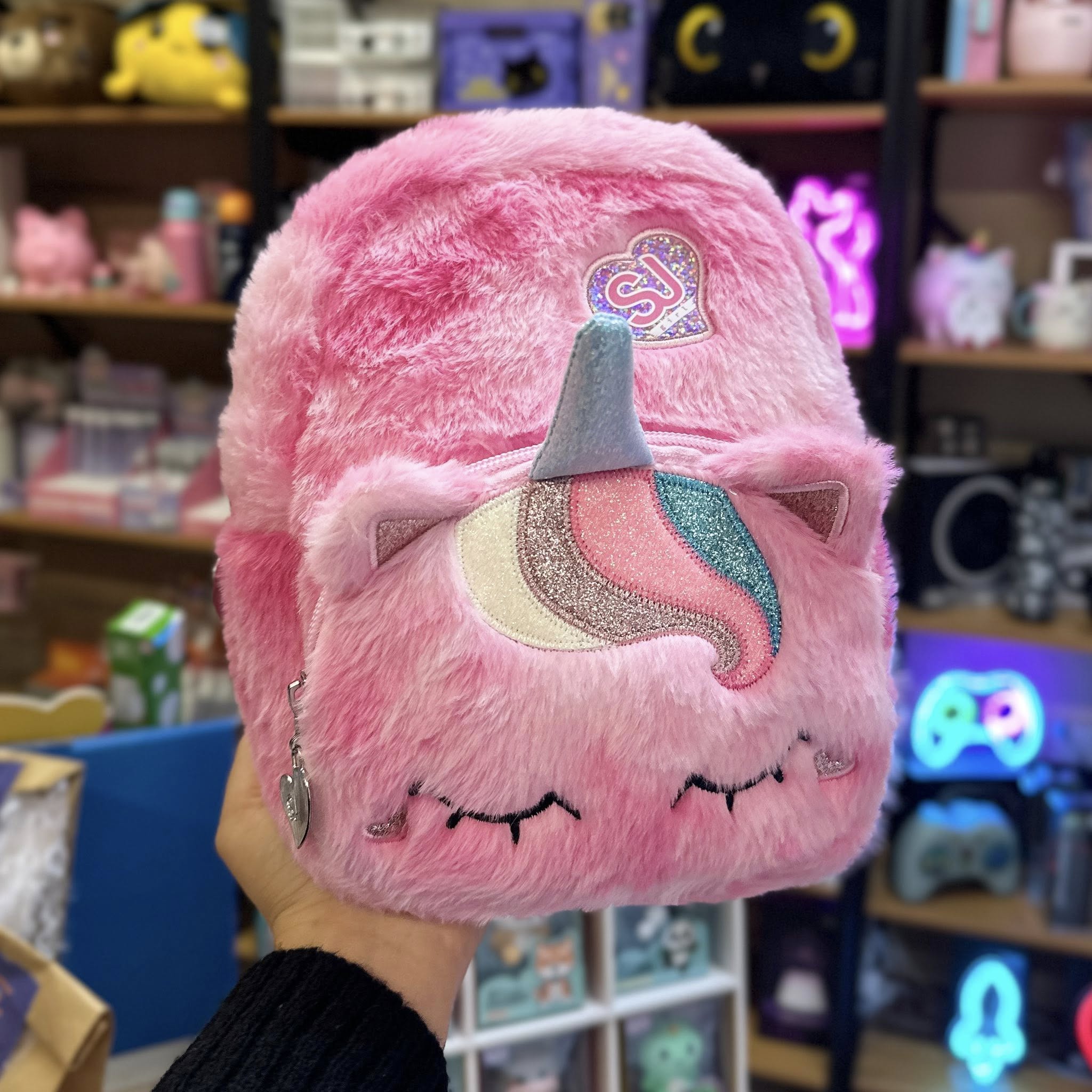 Zaino peluche a forma di Unicorno rosa SJ Gang