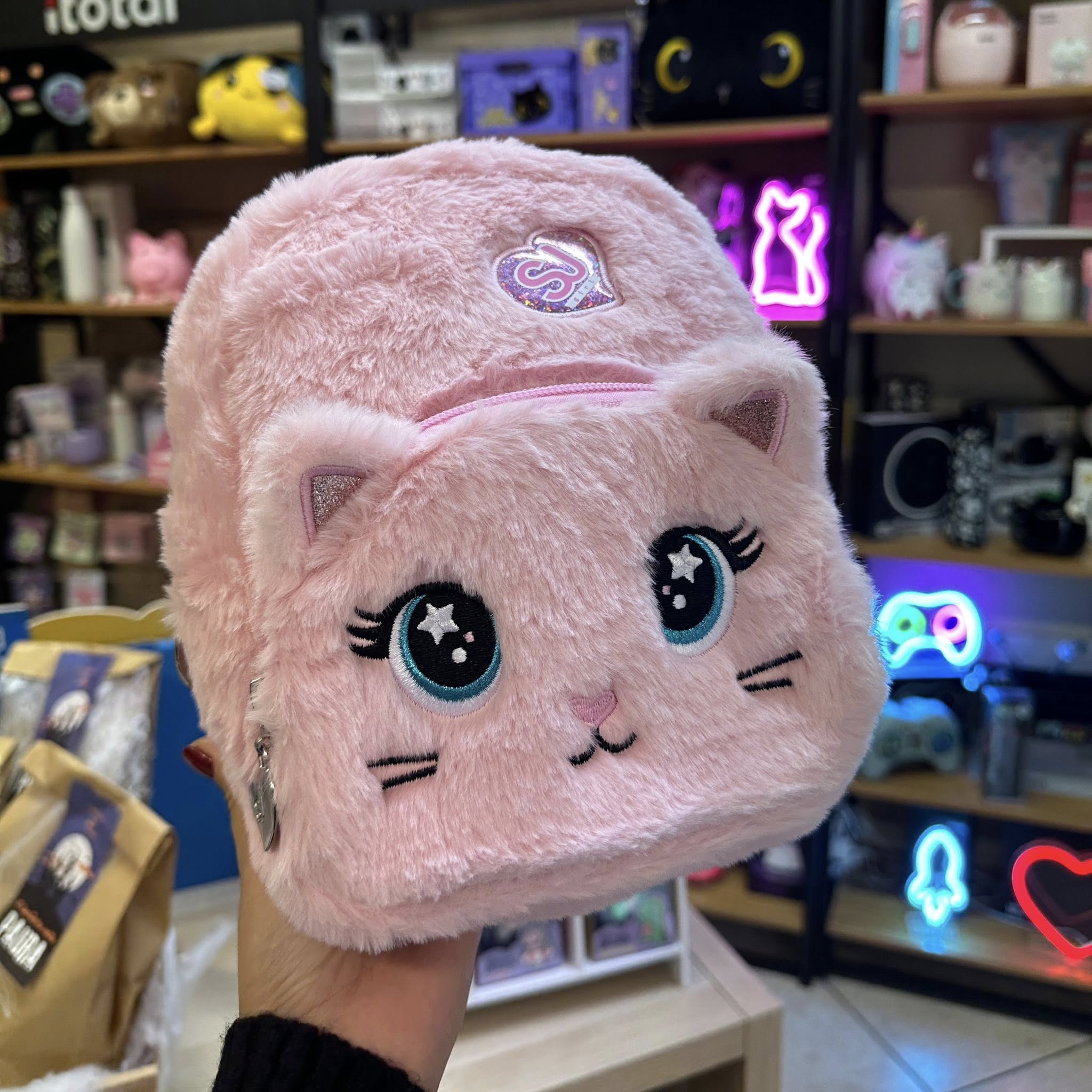 Zaino peluche a forma di Gatto rosa SJ Gang