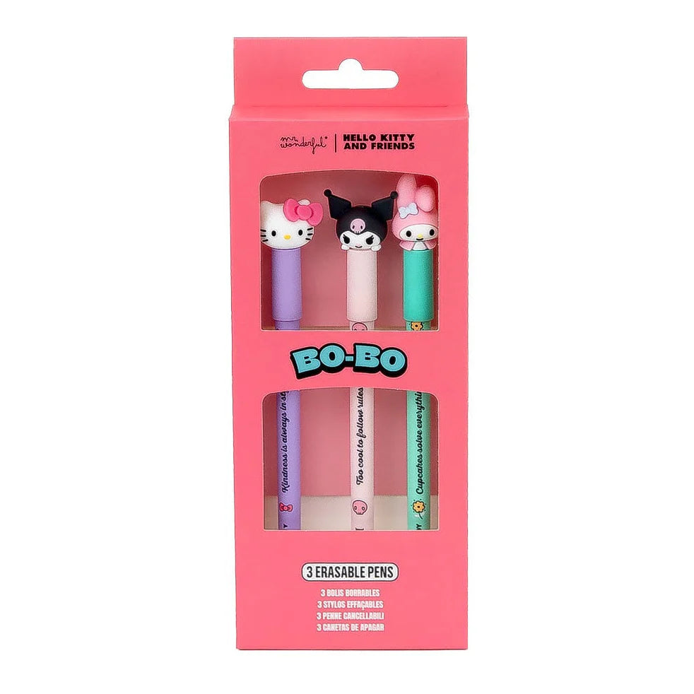 Set 3 Penne Gel Cancellabili – Hello Kitty, Kuromi & My Melody ✨