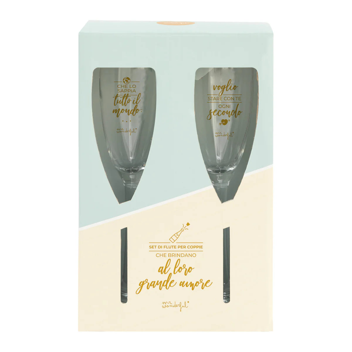 Set di 2 flute - Che lo sappia tutto il mondo: voglio stare con te ogni secondo