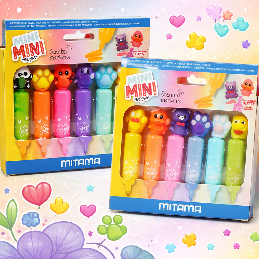 Mini Pennarelli Profumati con Topper – Set 6 Colori