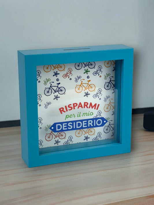 Salvadanaio Quadretto – “Risparmi per il Mio Desiderio” 🚲💙