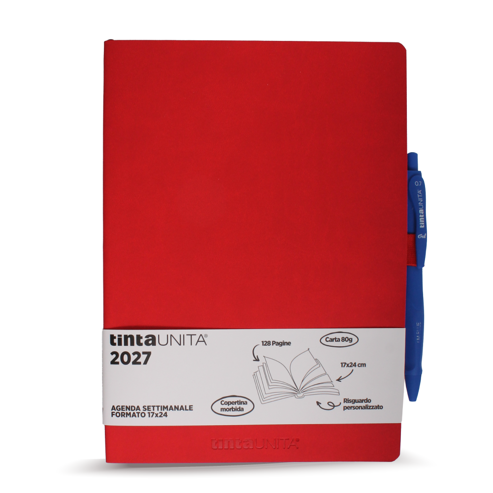 Agenda Settimanale 17x24 + penna Gel 0.7 TINTA UNITA