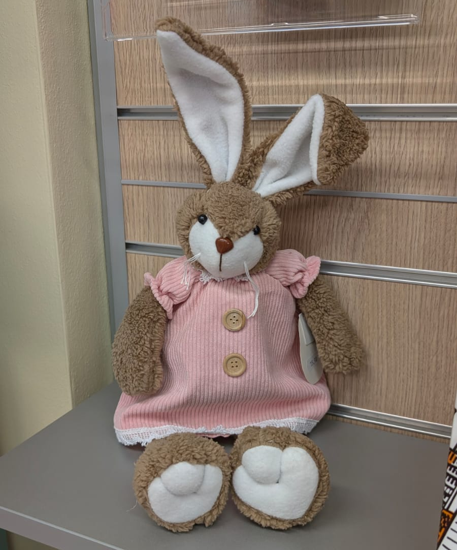Peluche pasquale decorativo con vestito rosa