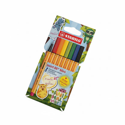 Fineliner POINT 88 MINI ANIMAL VIBES – Astuccio 8 Colori STABILO