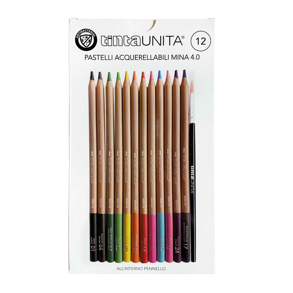 Pastelli Acquerellabili Tinta Unita 12 pezzi con pennello