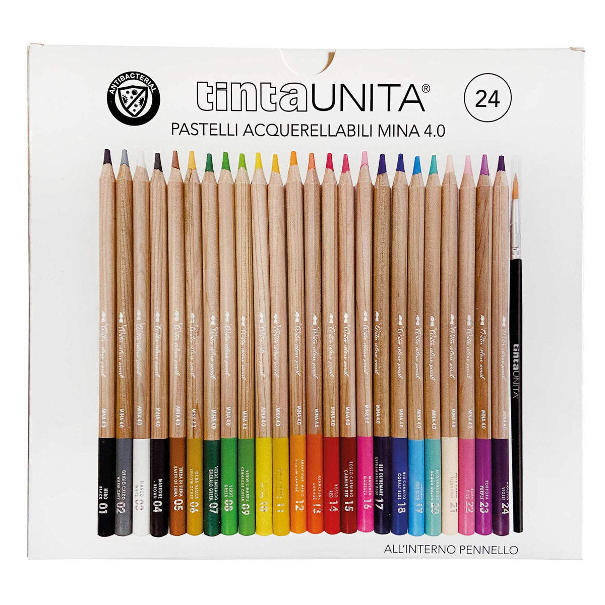 Pastelli Acquerellabili Tinta Unita 12 pezzi con pennello