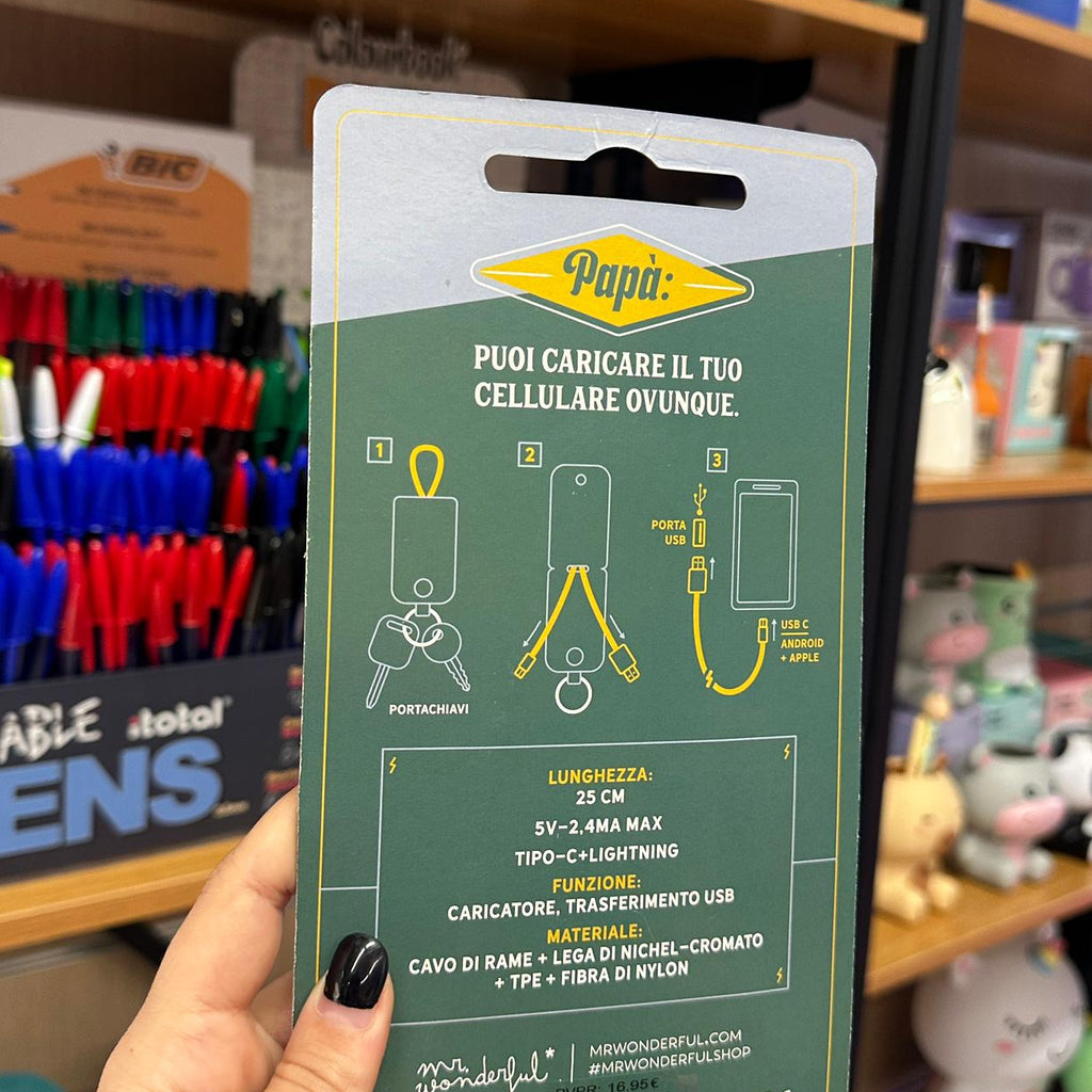 Portachiavi con Caricabatterie Mr. Wonderful – Per Papà con Molta Energia 🔋