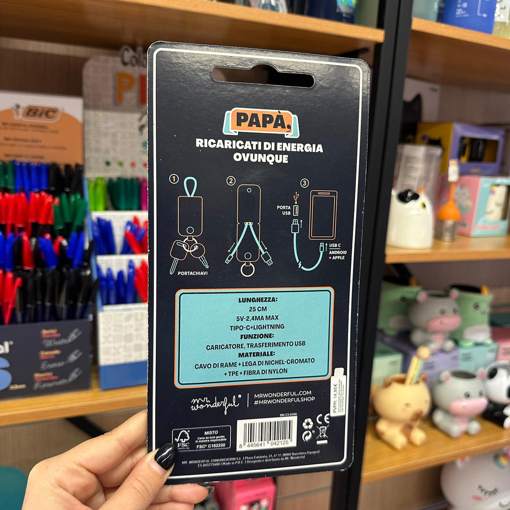 Portachiavi con Caricabatterie Mr. Wonderful – Papà Imbattibile 🔋