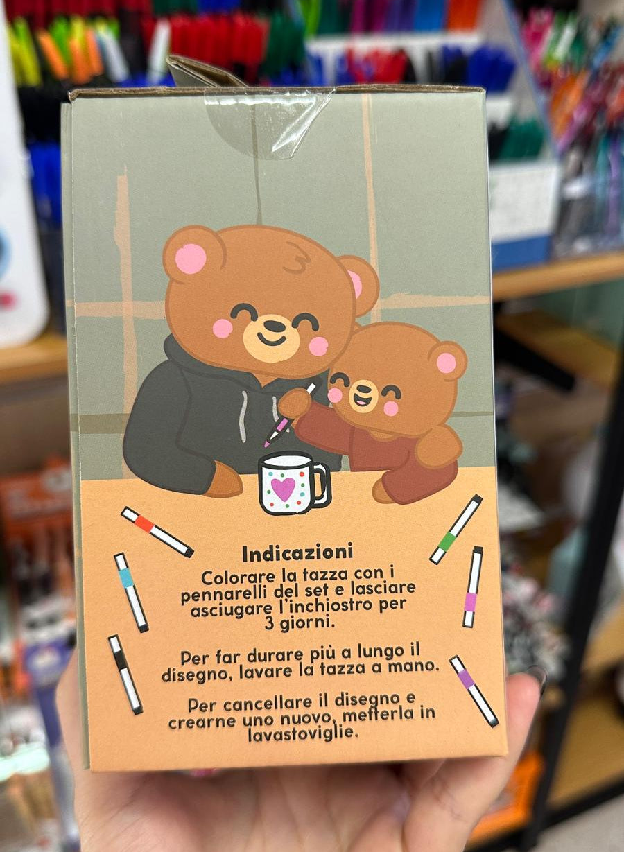 Set tazza da colorare + pennarelli Papà orso – Solo per veri artist-orsi