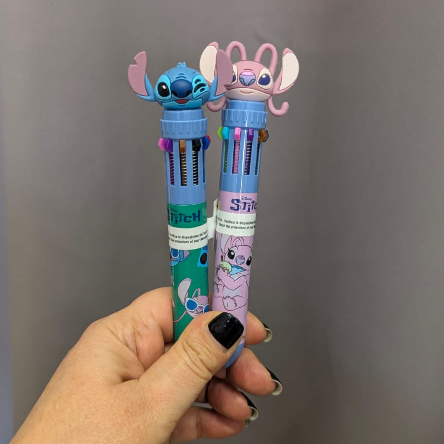 PENNA MULTICOLOR 10 COL. CON TOPPER LILO & STITCH