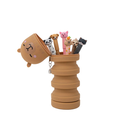 Set di 6 penne cancellabili Bo-Bo + astuccio in silicone Capibara