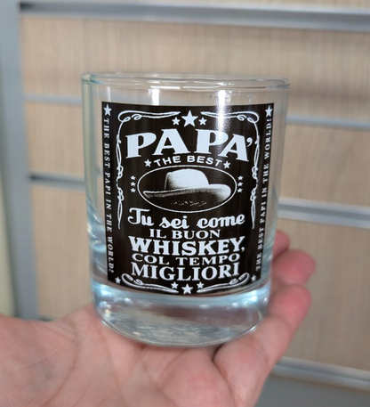 Bicchierino Whisky in vetro "Papà The Best"