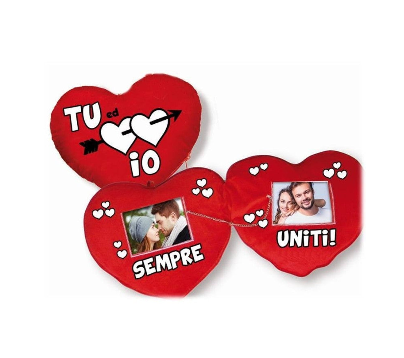 Cuscino a forma di cuore con portafoto interno