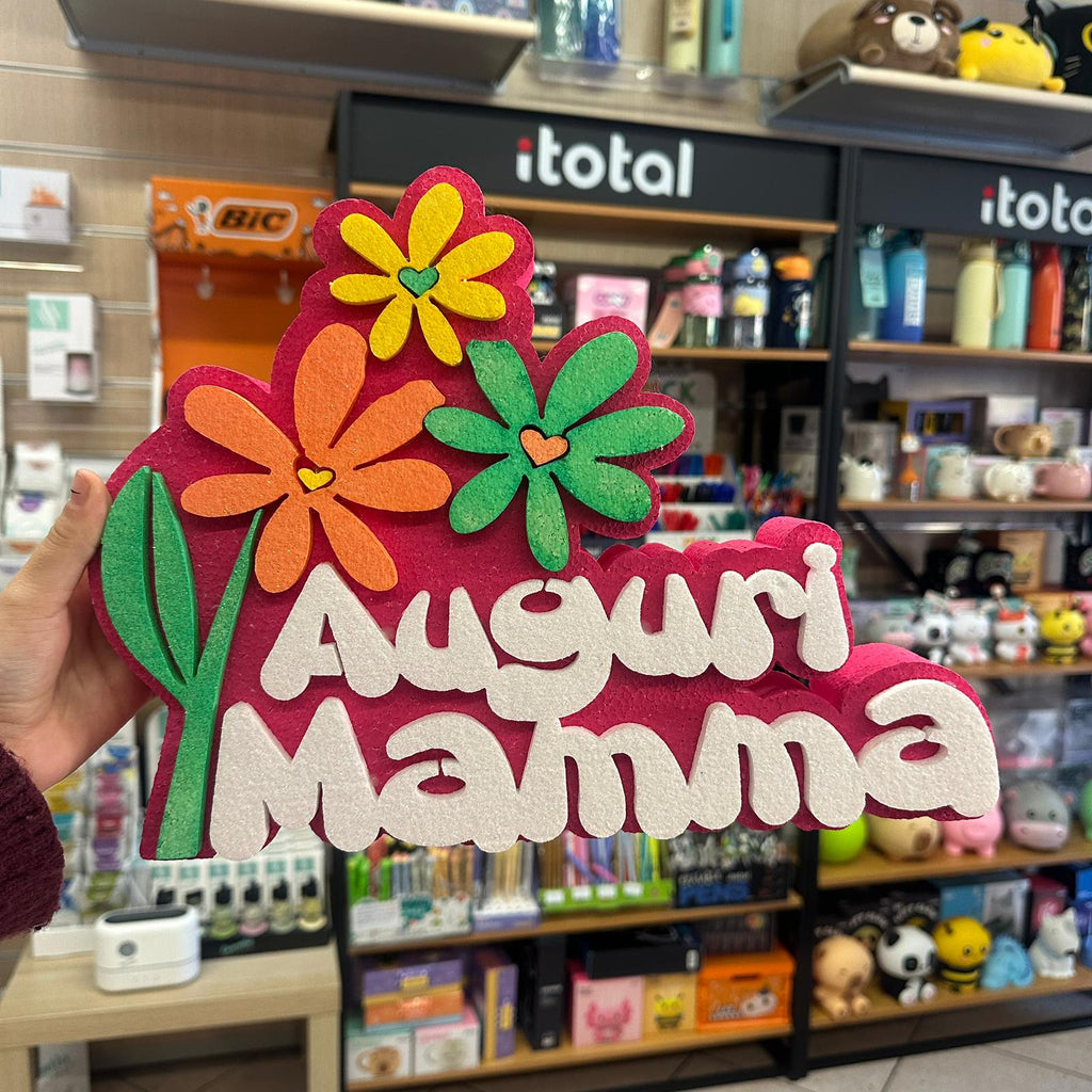 Scritta in polistirolo “Auguri Mamma” – Decorazione festa 💐