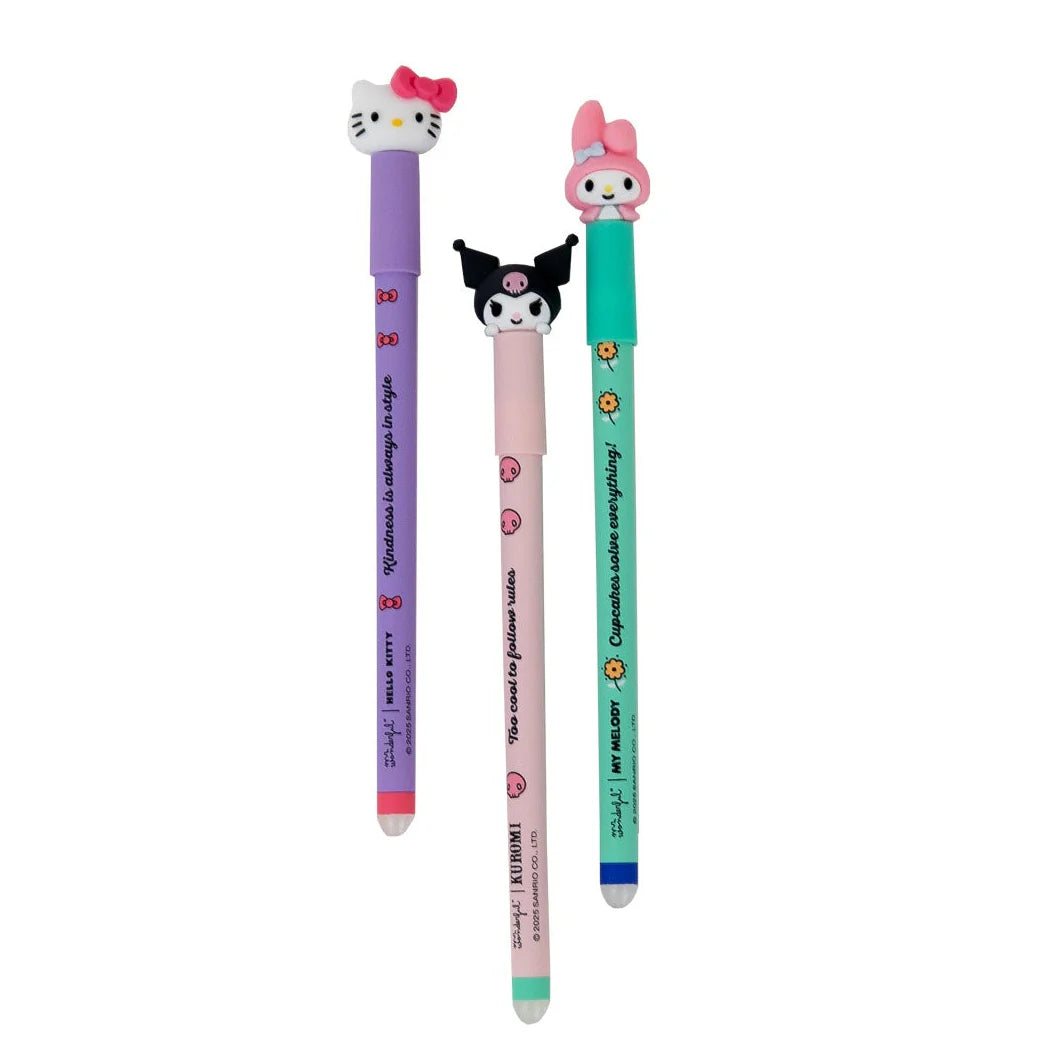 Set 3 Penne Gel Cancellabili – Hello Kitty, Kuromi & My Melody ✨
