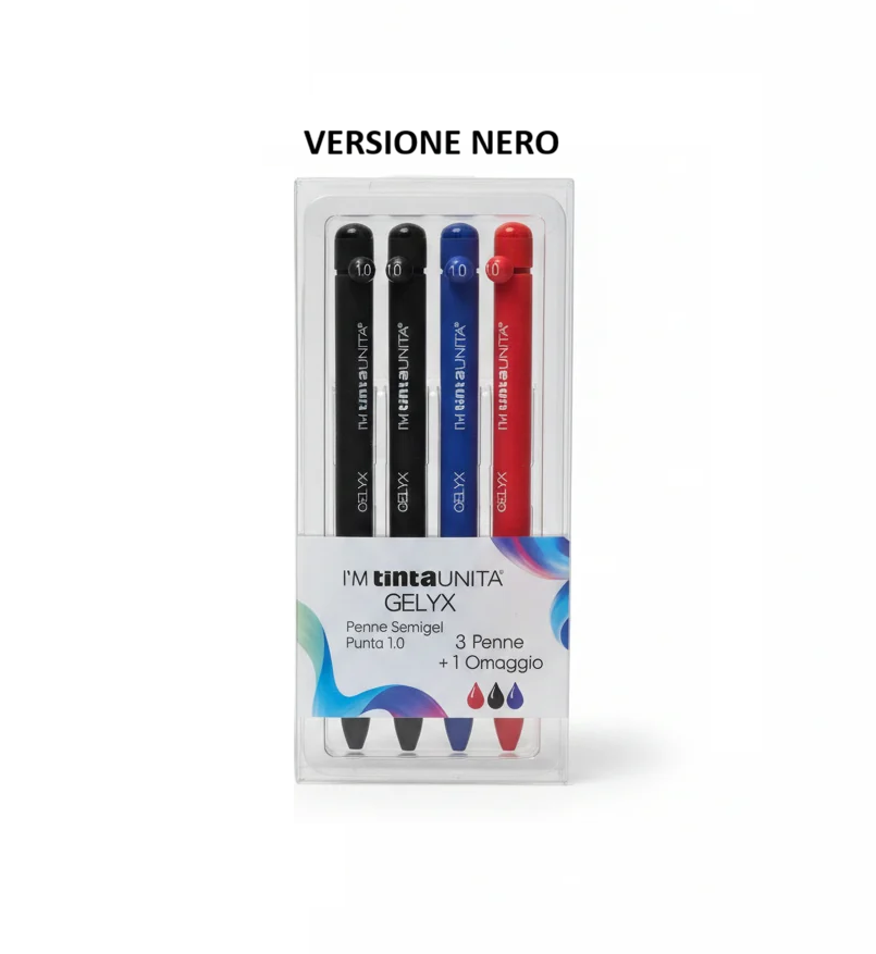 Set 4 Penne Semigel I'M Tinta Unita Gelix Punta 1.0 mm – Versione Classic