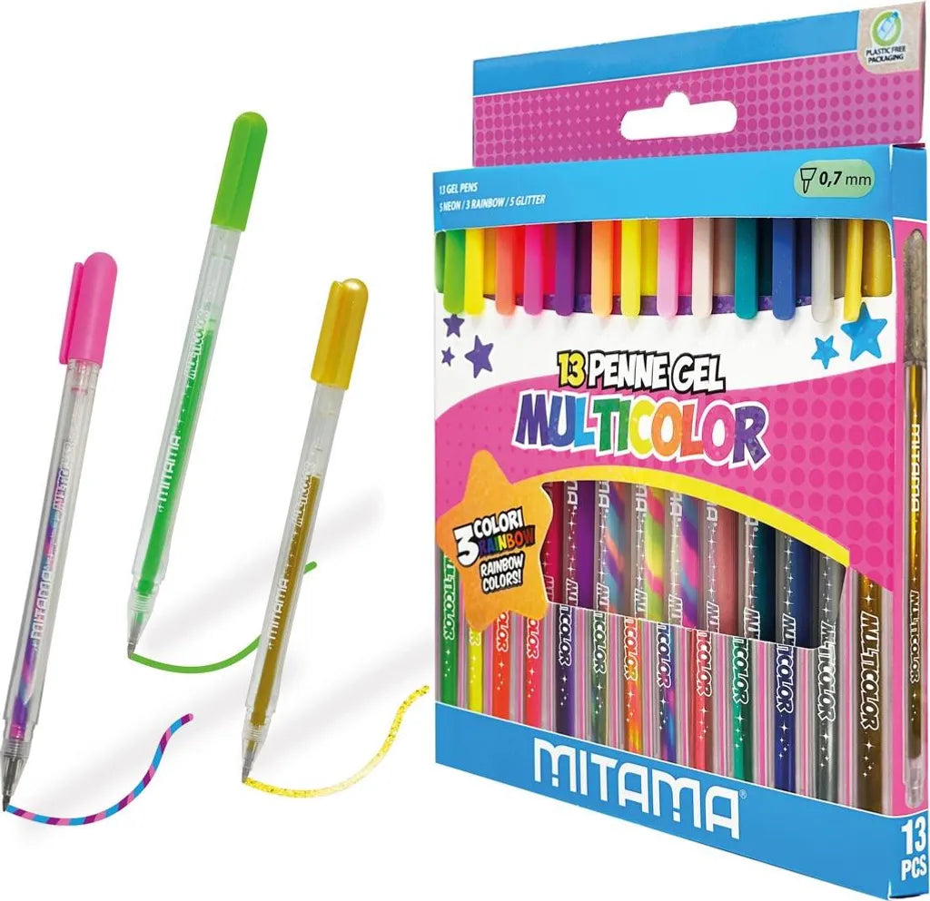 Penne Gel Multicolor Mitama – Set 13 Colori