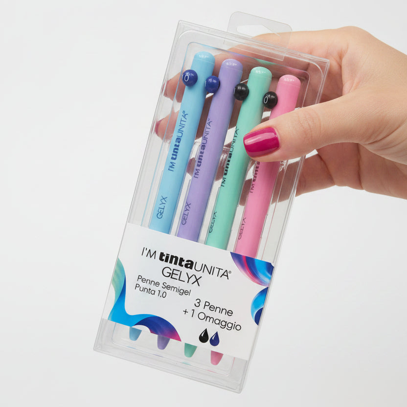 Set 4 Penne Semigel I'M Tinta Unita Gelix Punta 1.0 mm – Versione Pop