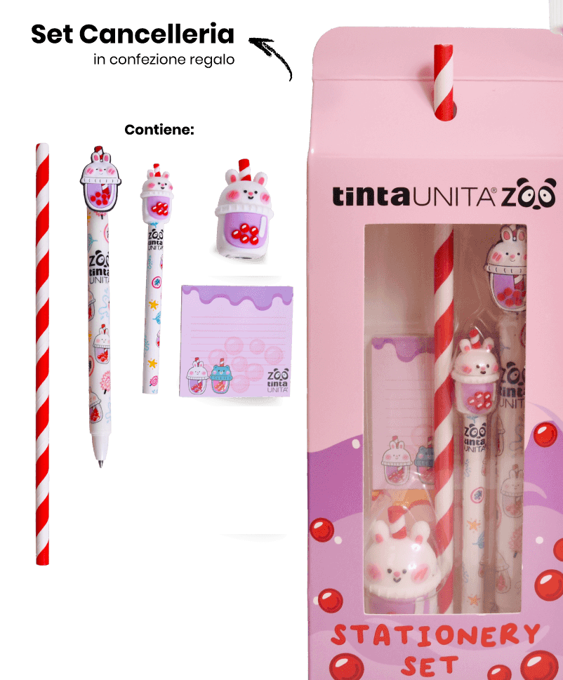 Mini Set Cancelleria Kawaii con Penna Cancellabile