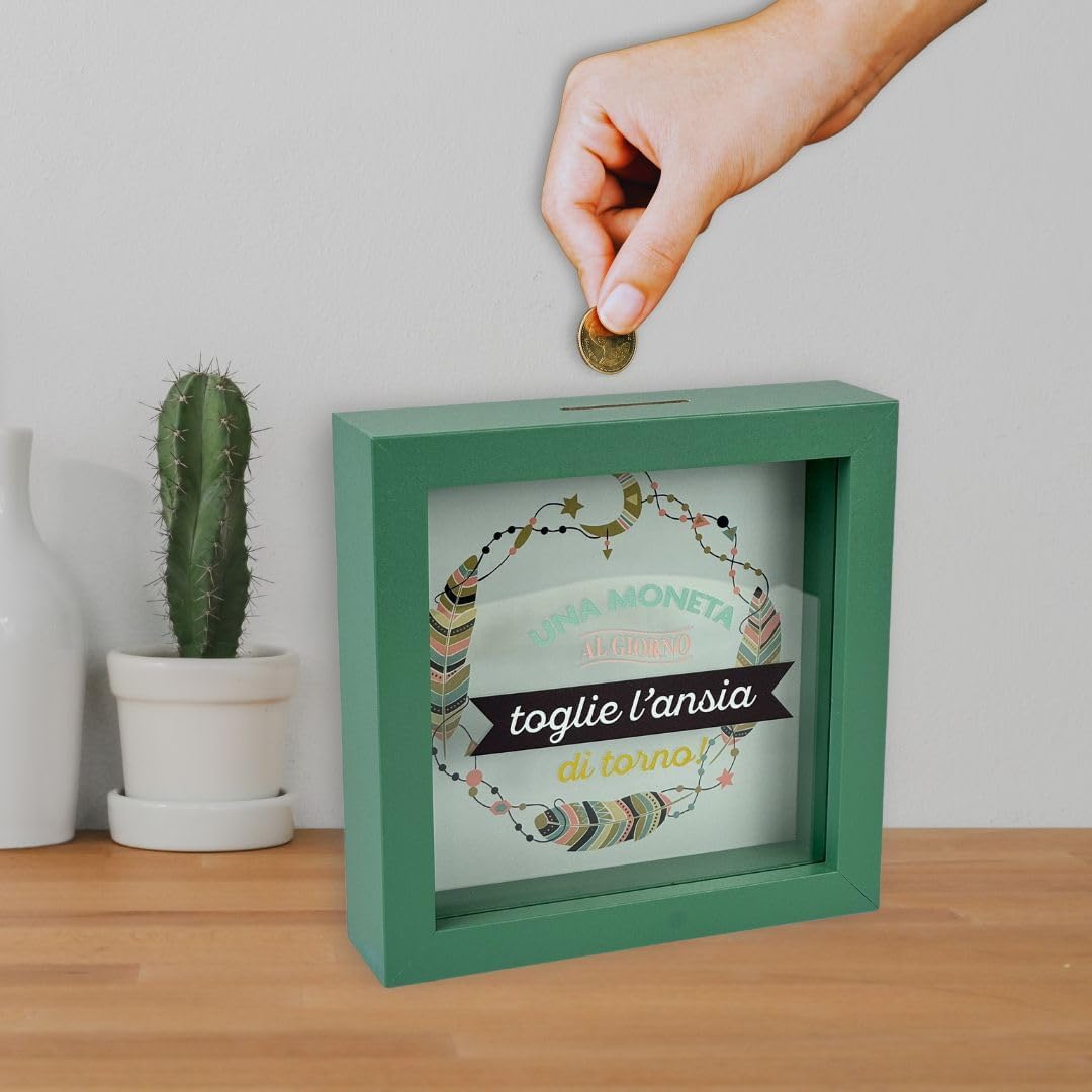 Salvadanaio Quadretto – “Una Moneta al Giorno Toglie l’Ansia di Torno” 💸🌿