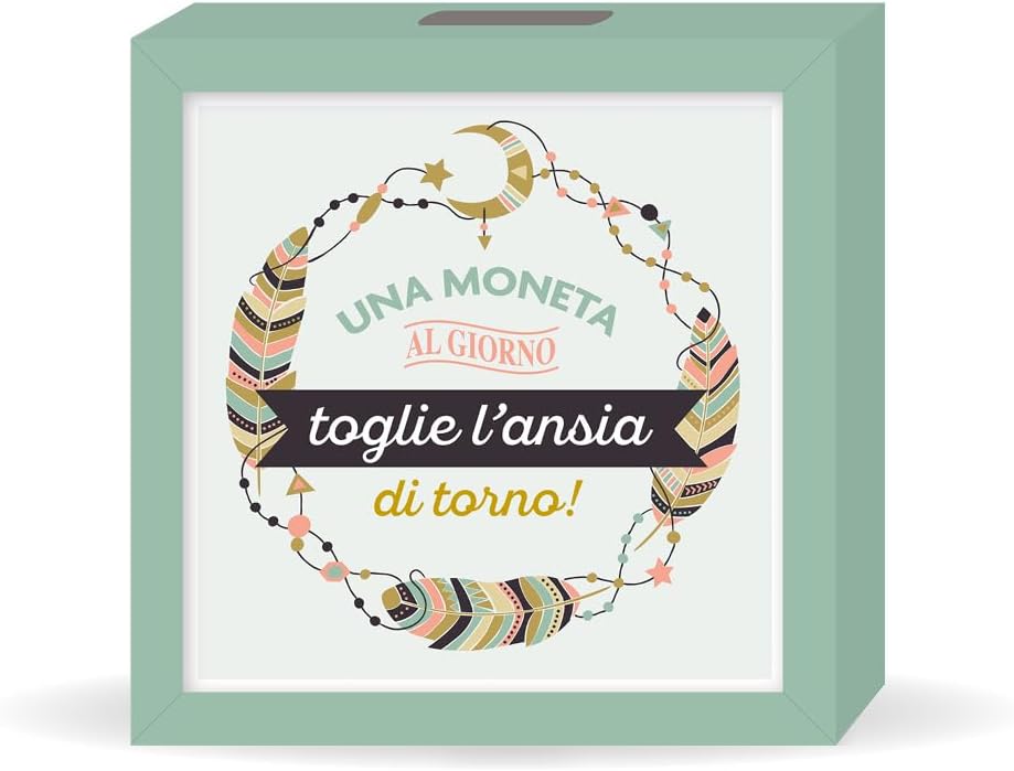 Salvadanaio Quadretto – “Una Moneta al Giorno Toglie l’Ansia di Torno” 💸🌿